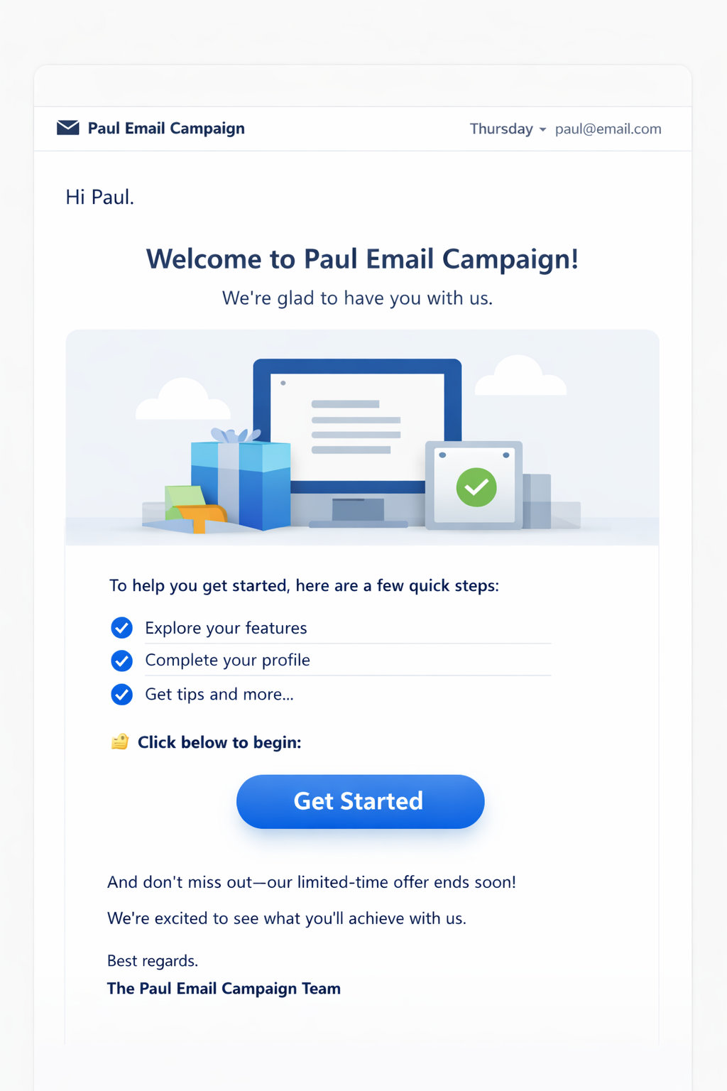 Onboarding series email screenshot